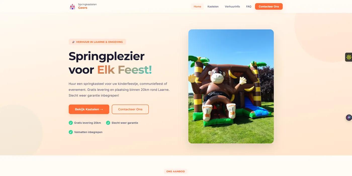 Website van Springkastelen Geers